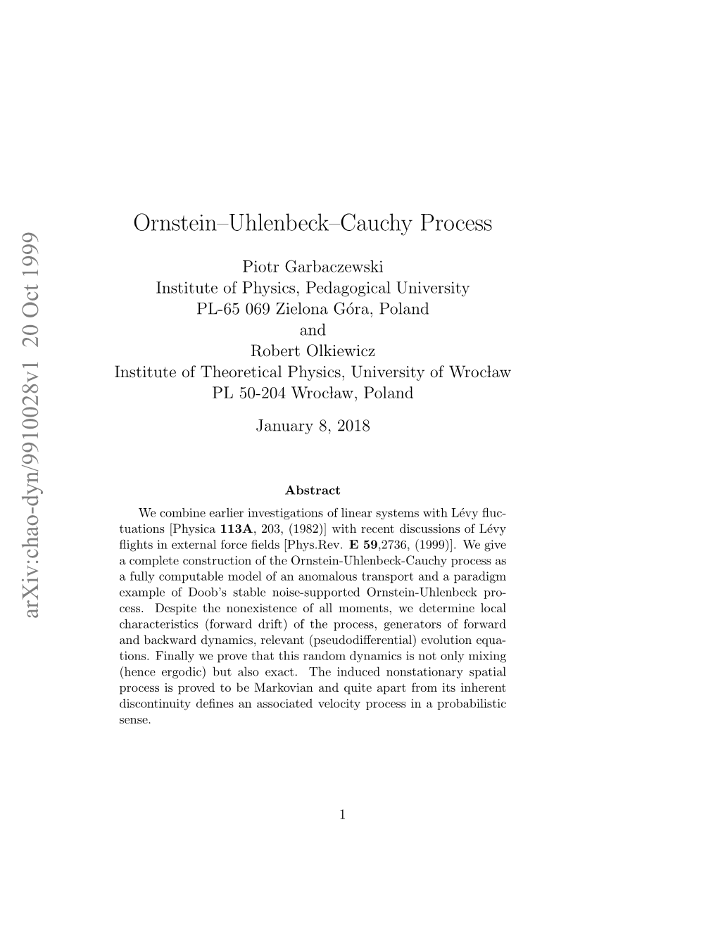 Ornstein–Uhlenbeck–Cauchy Process