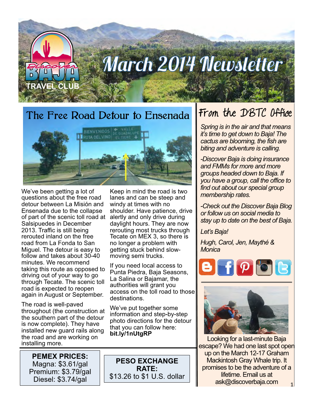 March 2014 Newsletter