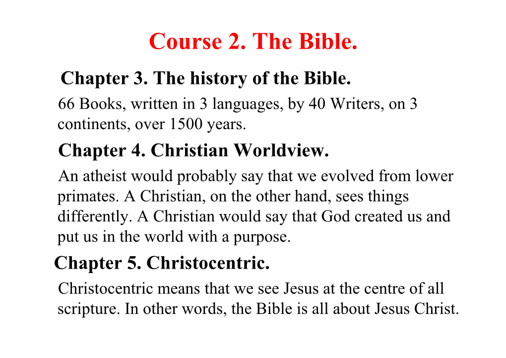 Course 2. the Bible. Chapter 3