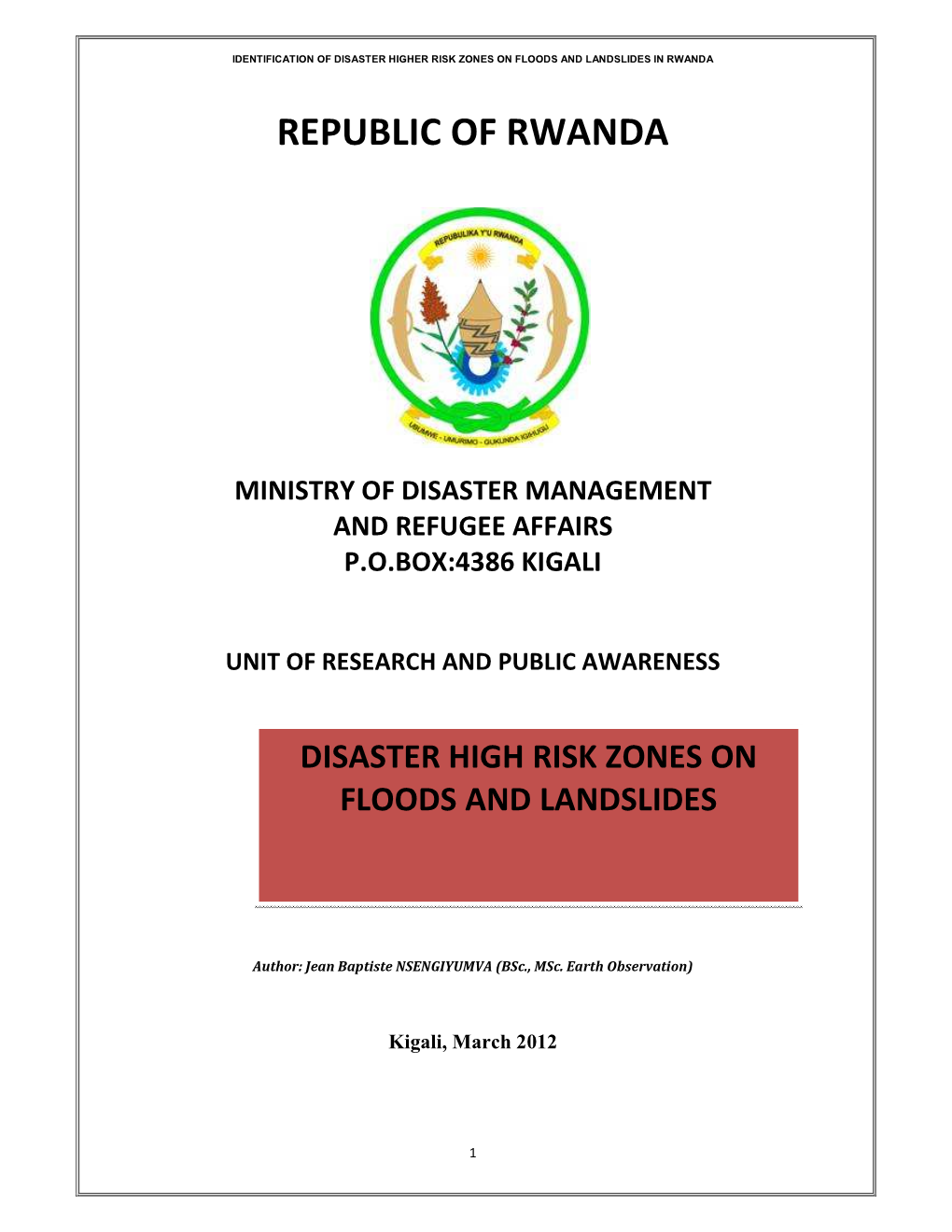 High Risk Zones Report Final PUBLICATION