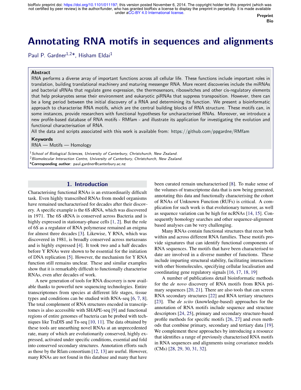 Annotating RNA Motifs in Sequences and Alignments