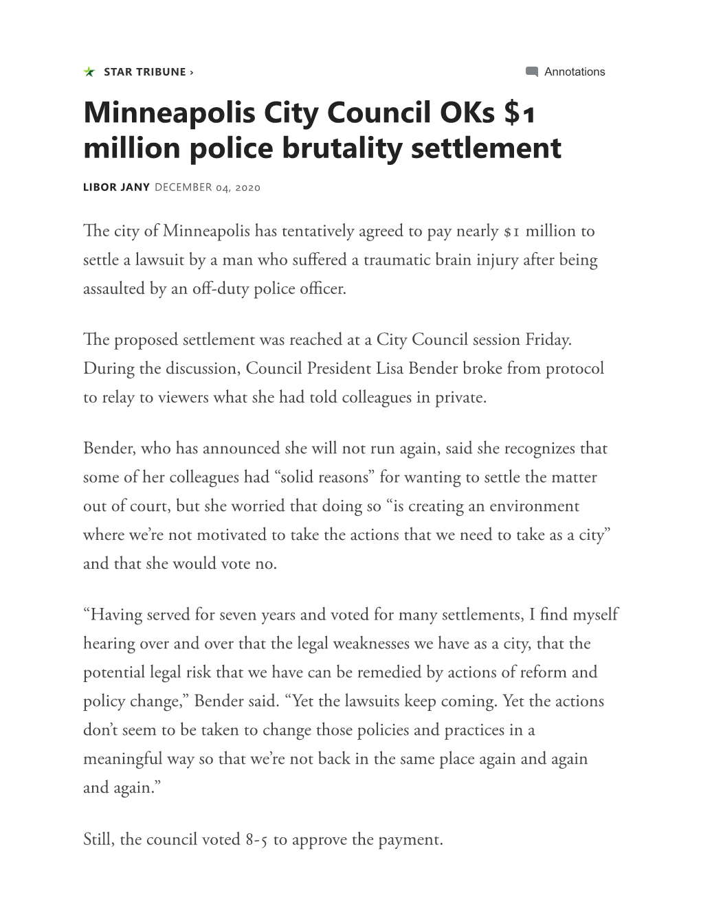 Minneapolis City Council Oks $ Million Police Brutality Settlement