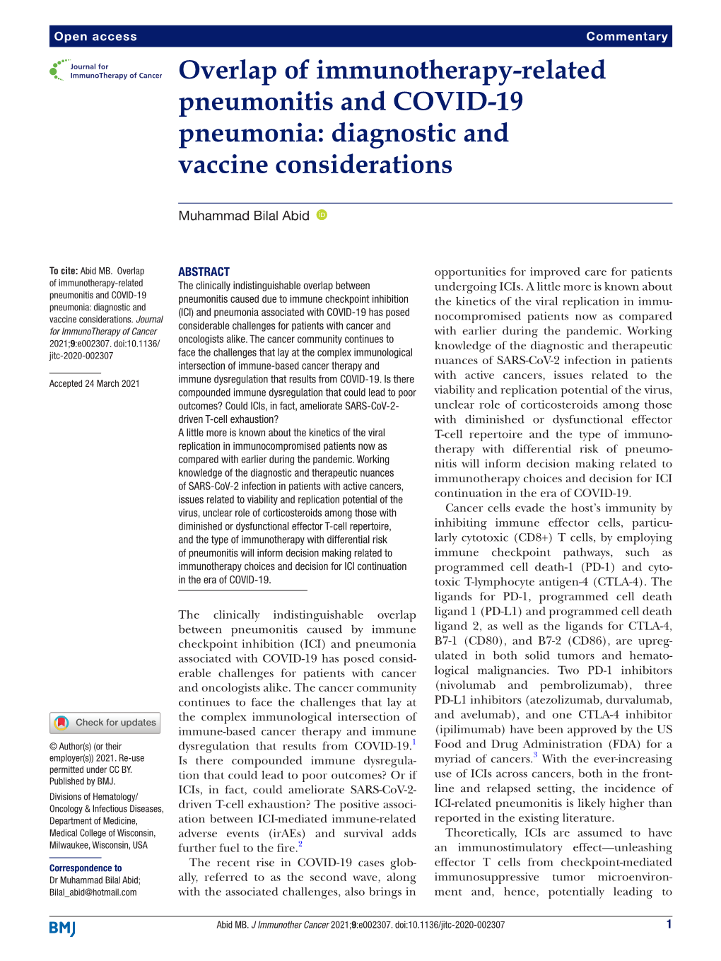 Related Pneumonitis and COVID-19 Pneumonia: Diagnostic and Vaccine Considerations