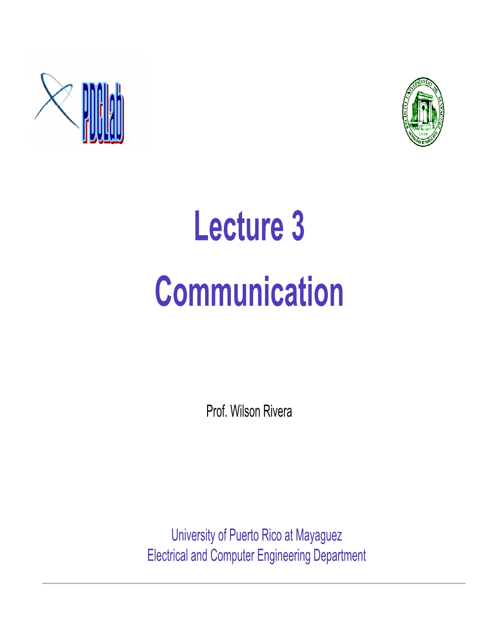 Lecture 3 Communication