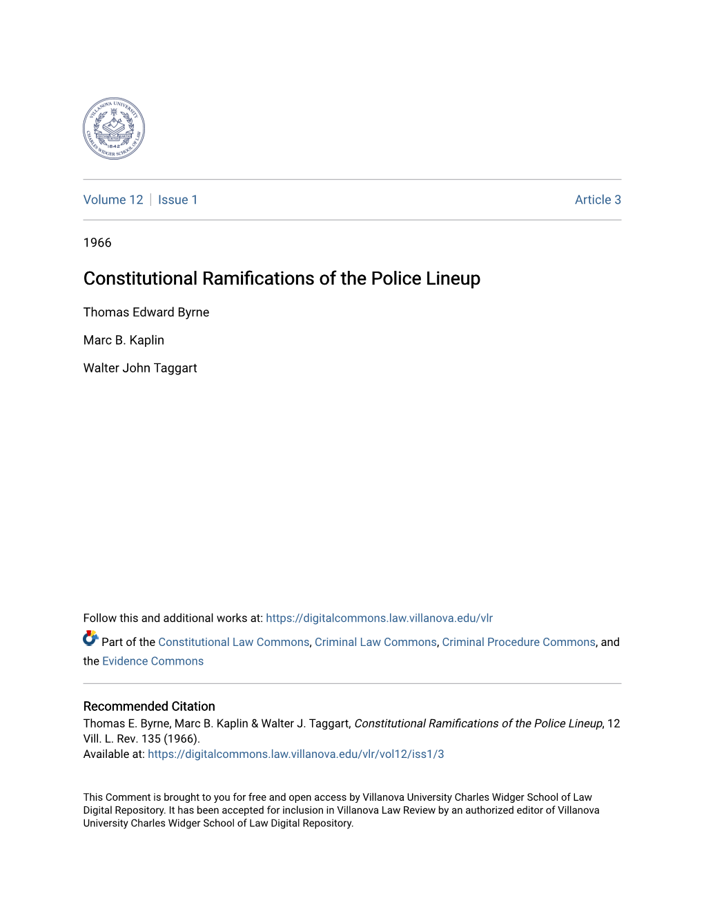 Constitutional Ramifications of the Police Lineup