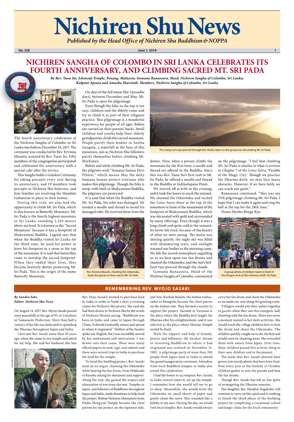 Nichiren Shu News Published by the Head Office of Nichiren Shu Buddhism & NOPPA