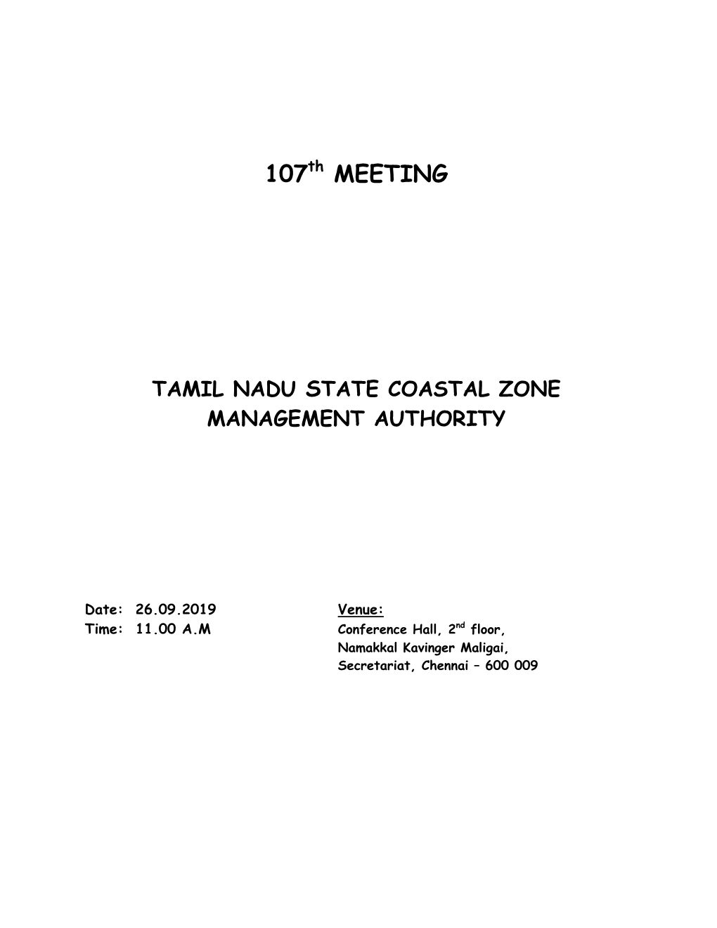 107Th MEETING TAMIL NADU STATE