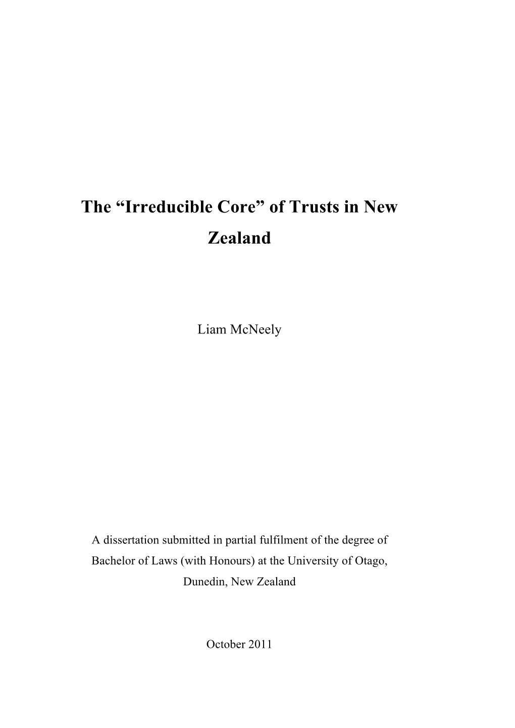 The “Irreducible Core” of Trusts in New Zealand