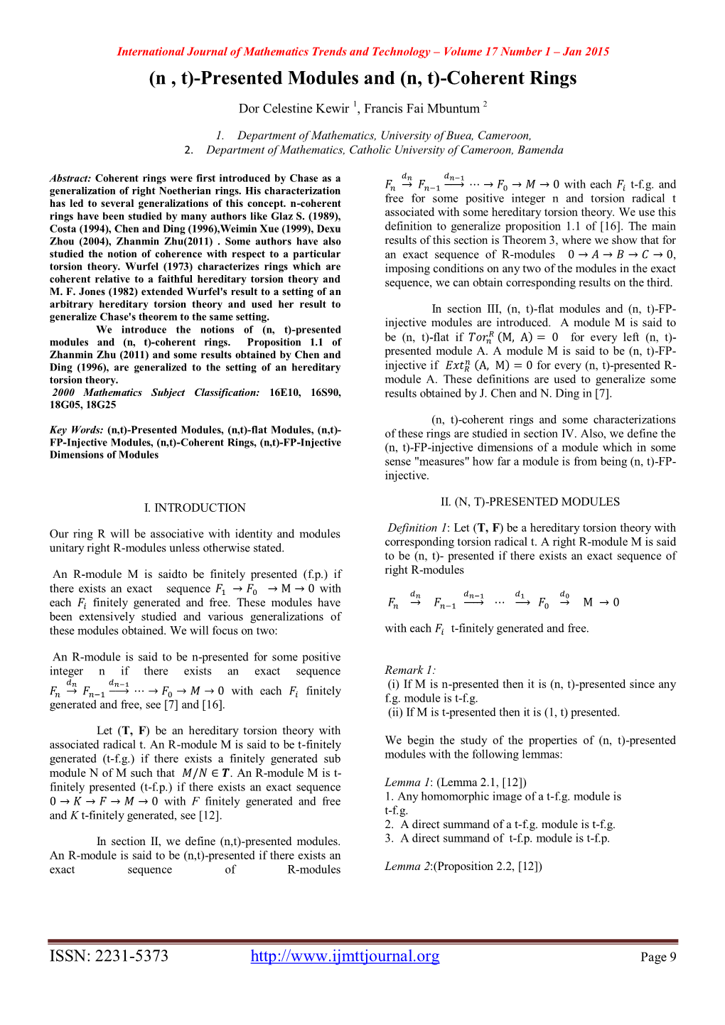 Presented Modules and (N, T)-Coherent Rings