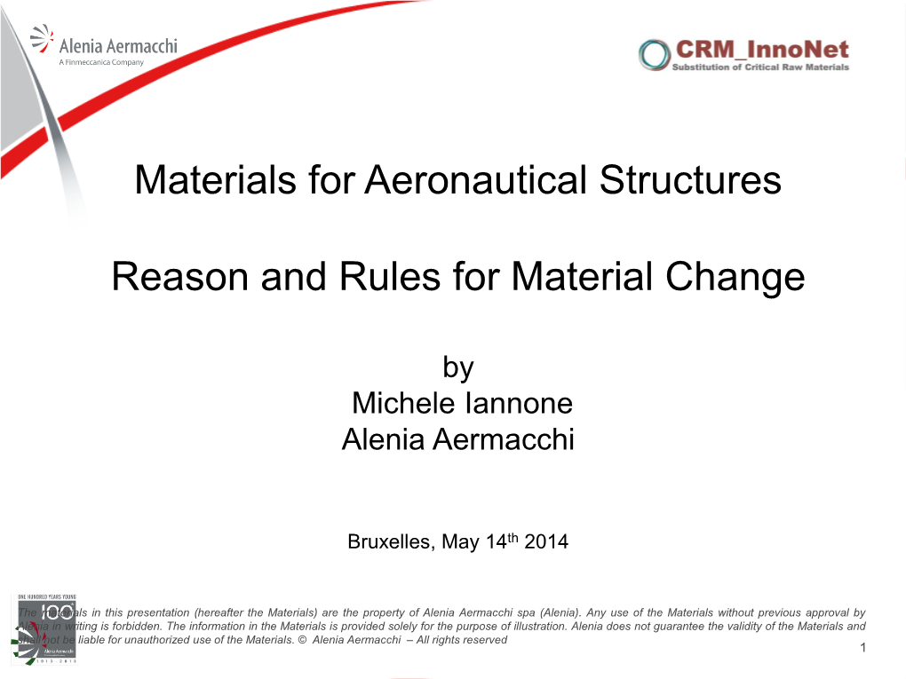 Michele Iannone – Materials for Aeronautical Structures