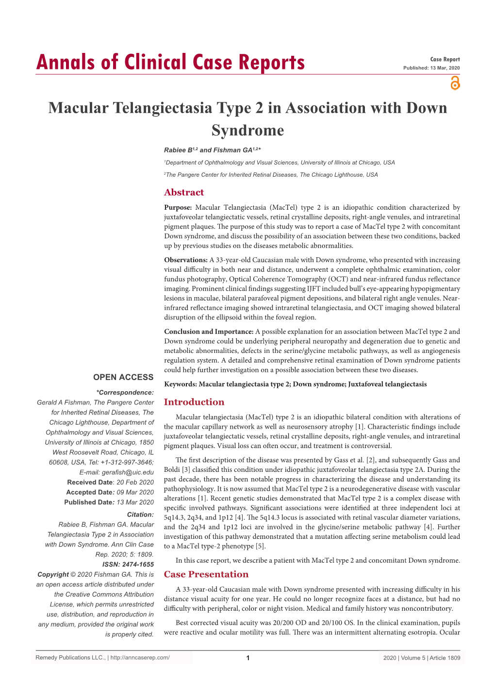 Macular Telangiectasia Type 2 in Association with Down Syndrome