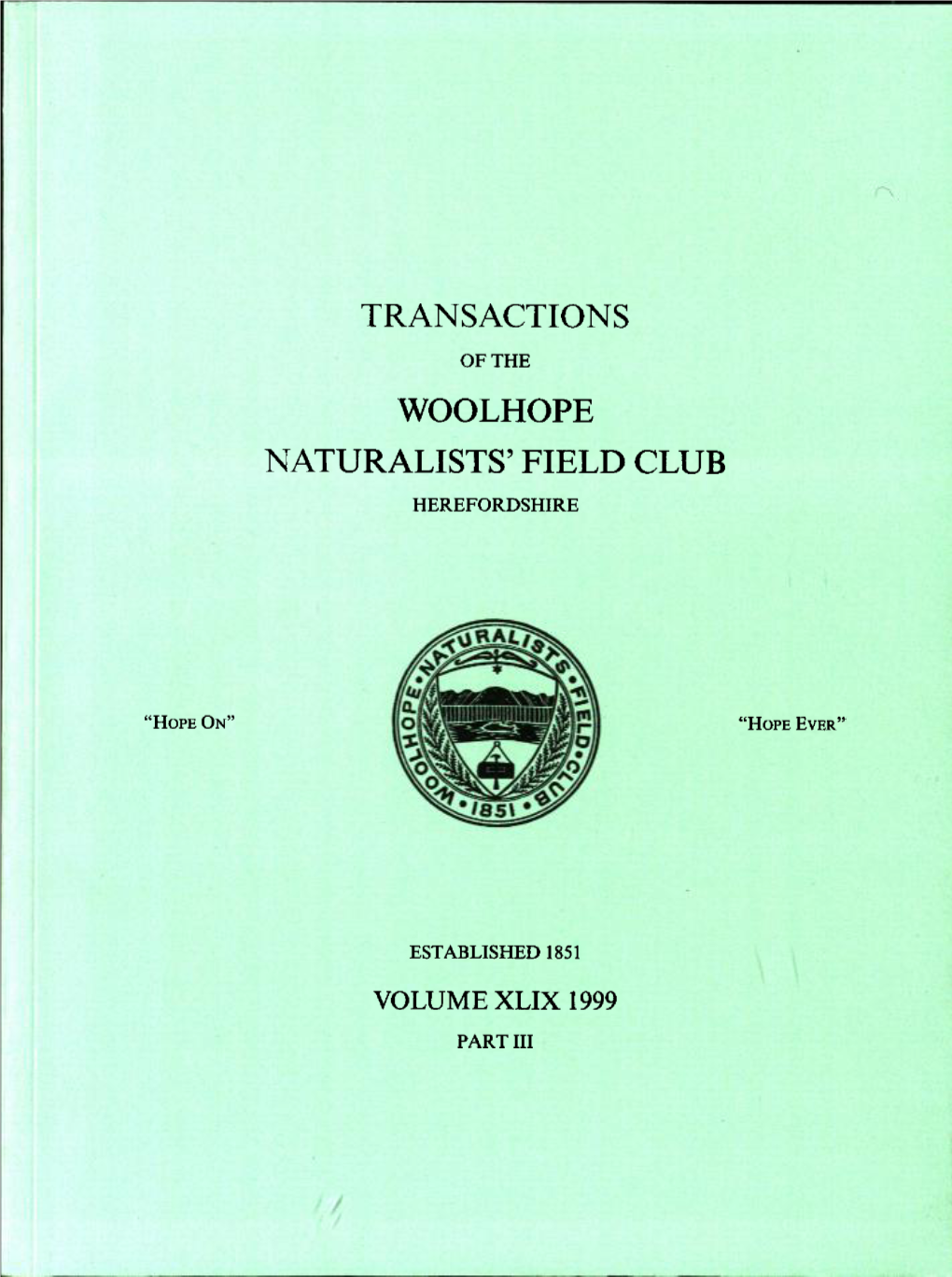 Transactions Woolhope Naturalists' Field Club