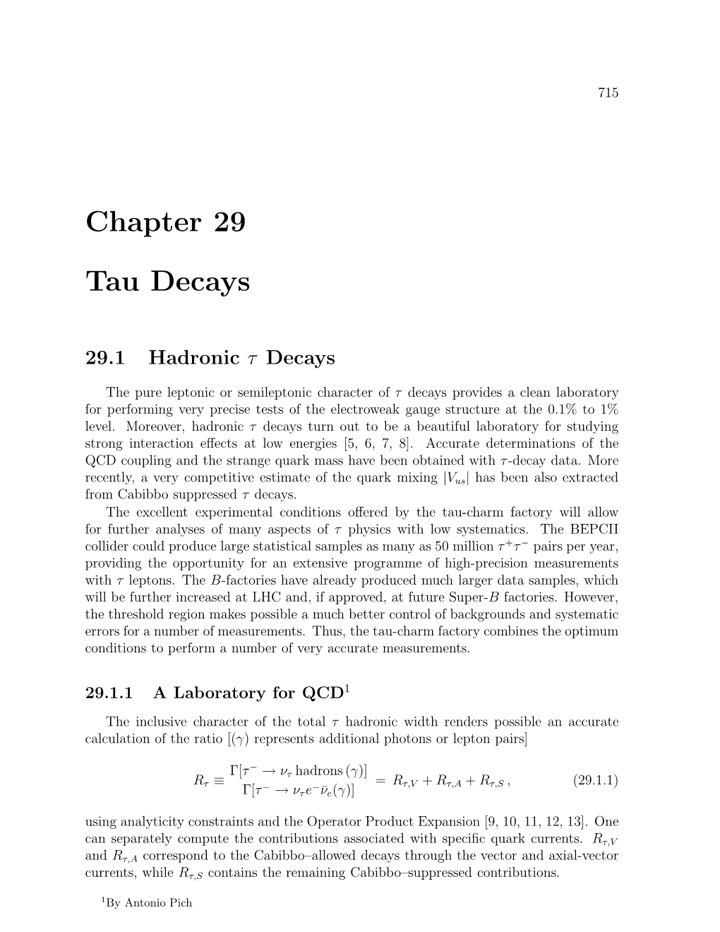 Chapter 29 Tau Decays