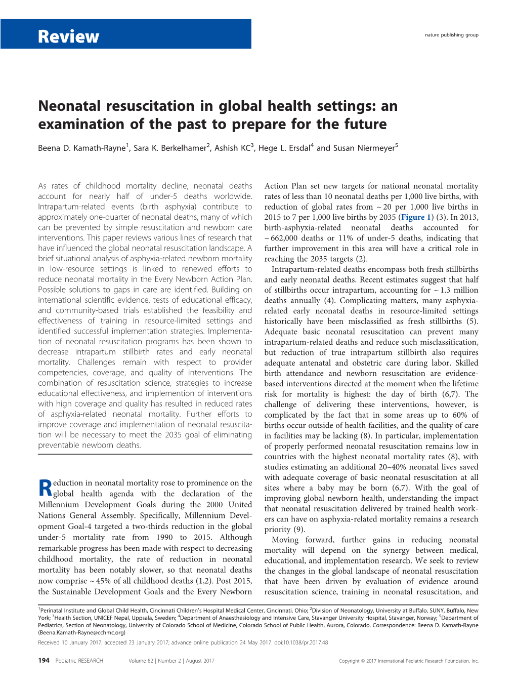 Neonatal Resuscitation in Global Health Settings: an Examination of the Past to Prepare for the Future