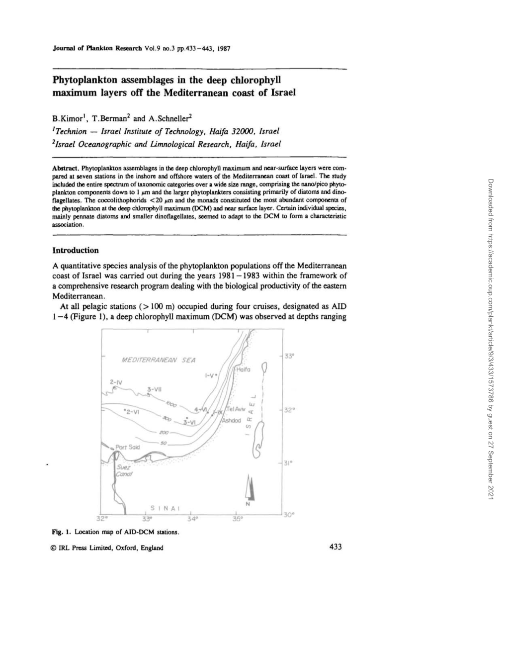 Phytoplankton Assemblages in the Deep Chlorophyll Maximum Layers Off the Mediterranean Coast of Israel