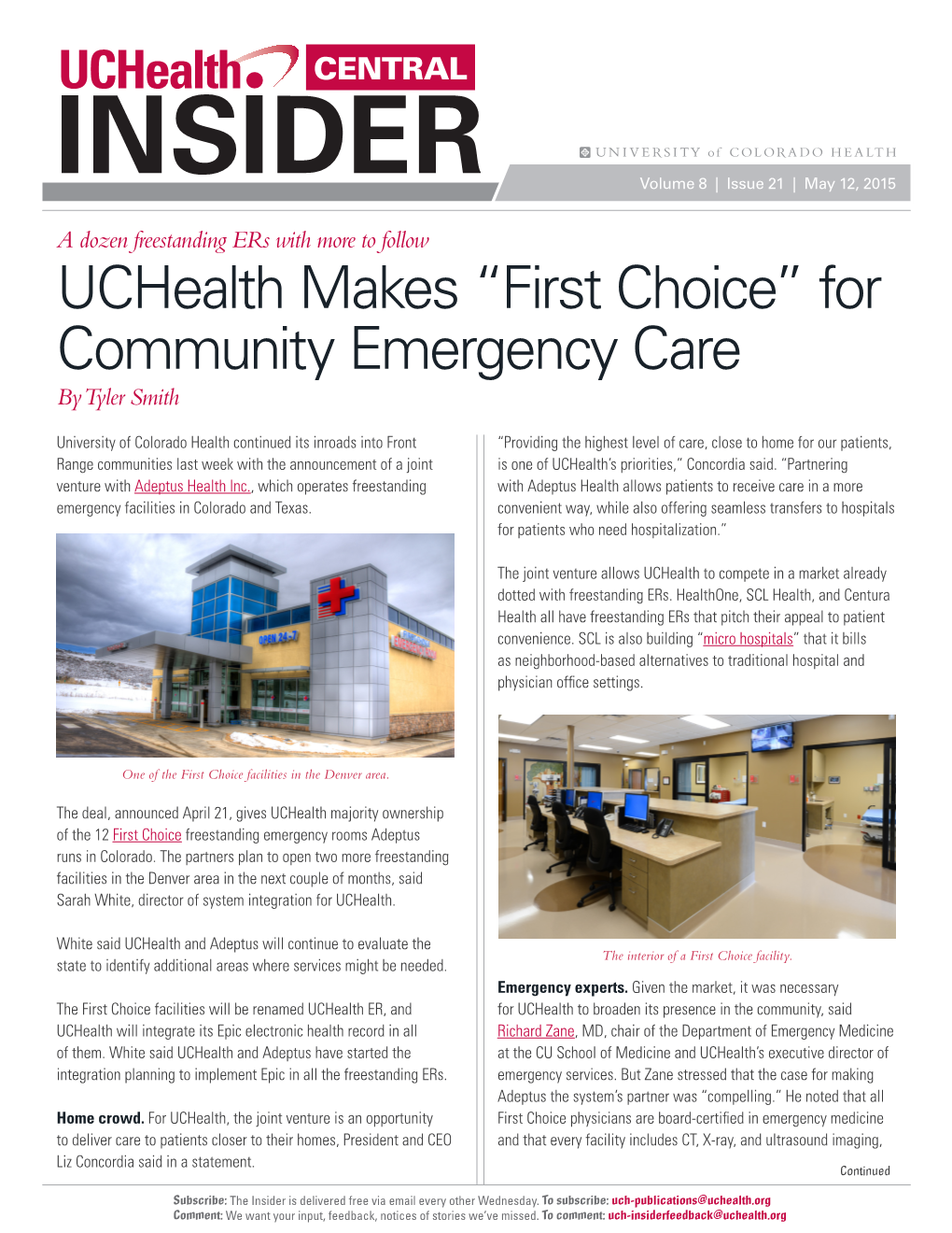 Uchealth Makes “First Choice” for Community Emergency Care