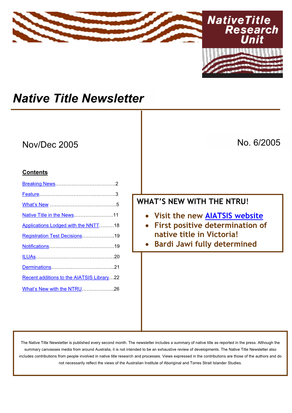 Native Title Newsletter