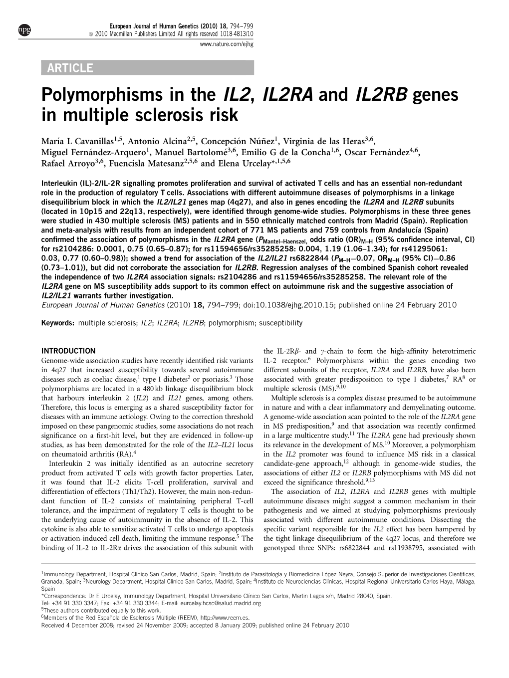 Polymorphisms in the IL2, IL2RA and IL2RB Genes in Multiple Sclerosis Risk