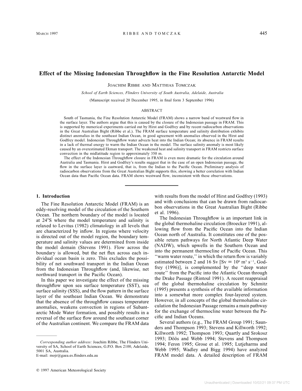 Effect of the Missing Indonesian Throughflow in the Fine Resolution