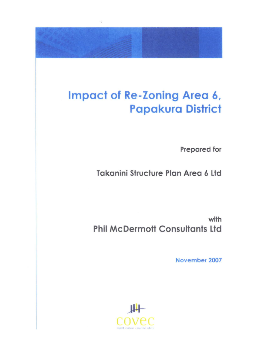 Impact of Re-Zoning Area 6, Papakura District