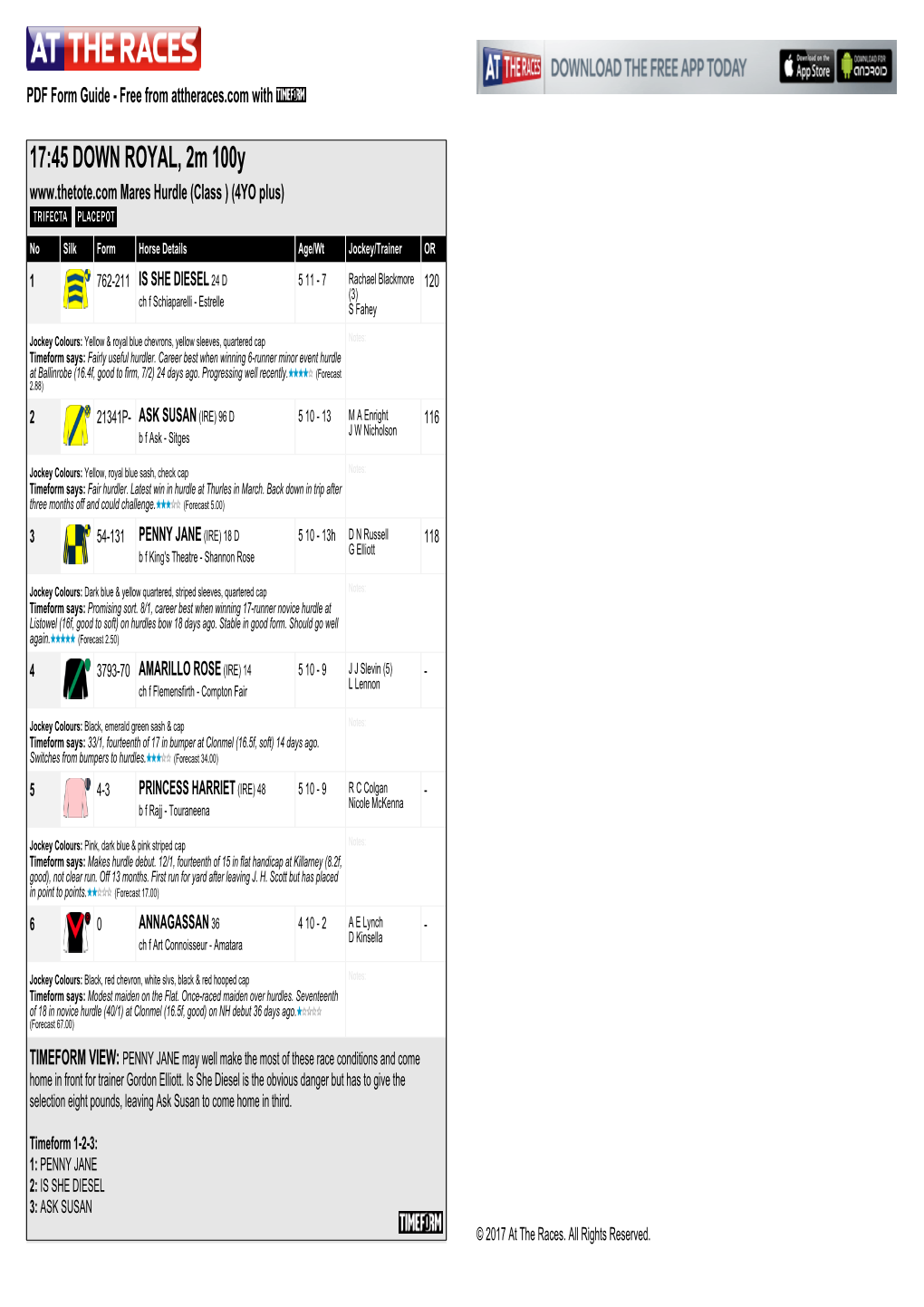 17:45 DOWN ROYAL, 2M 100Y Mares Hurdle (Class ) (4YO Plus)