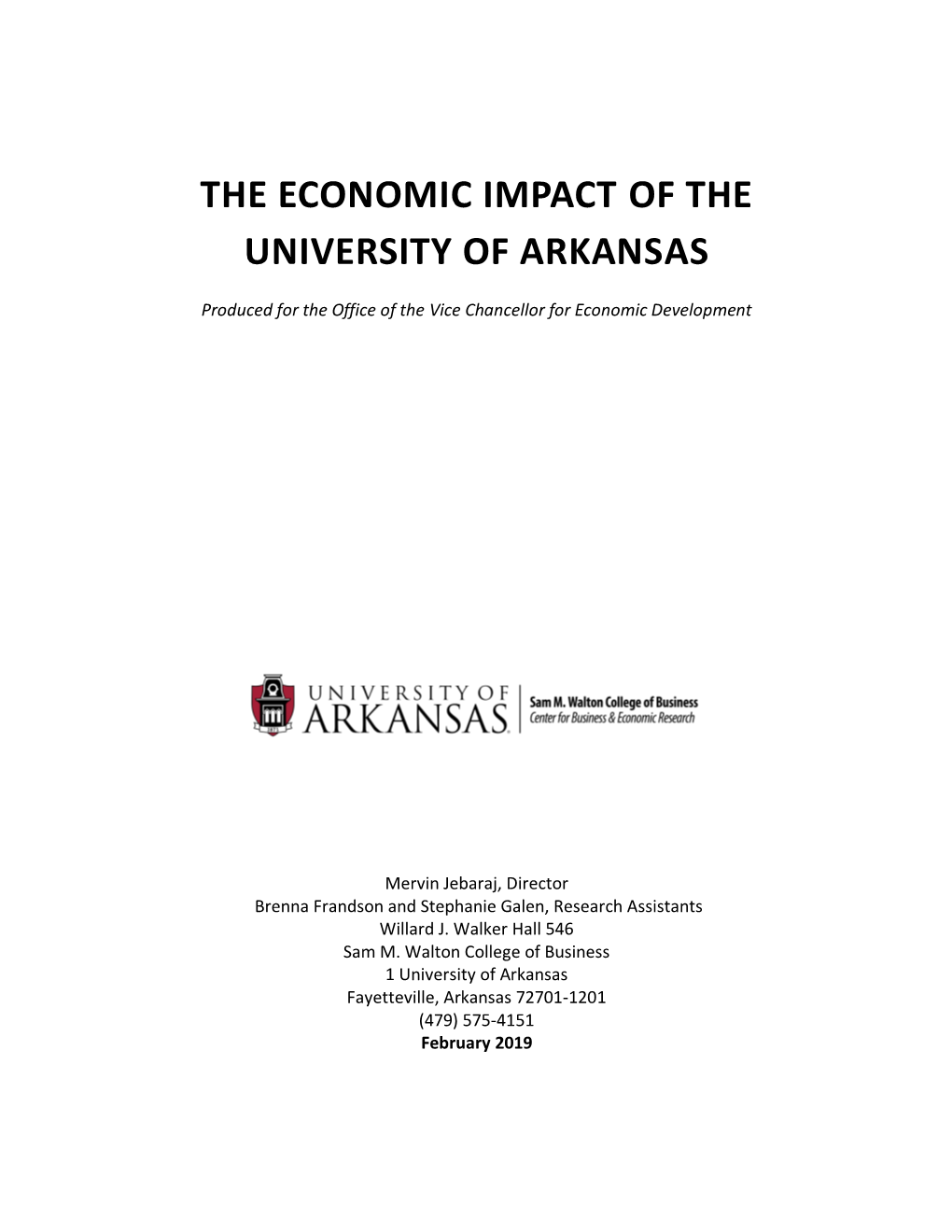 The Economic Impact of the University of Arkansas