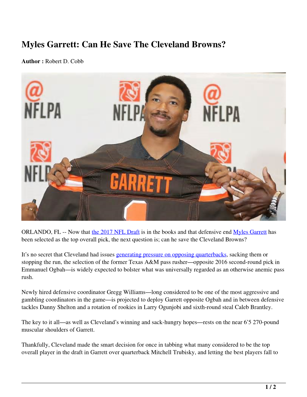 Myles Garrett: Can He Save the Cleveland Browns?