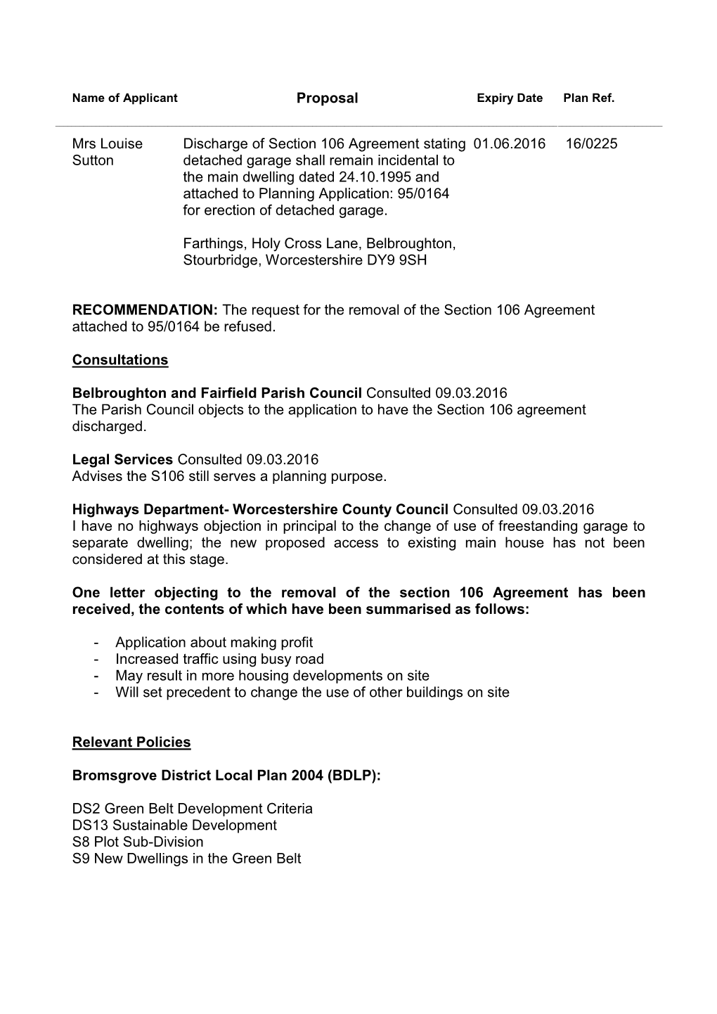 Planning Committee Application Report Template