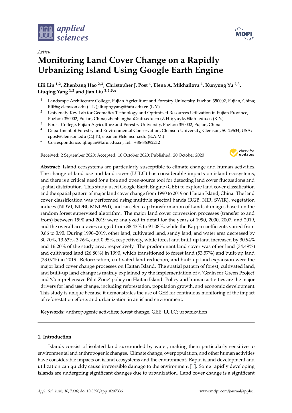 Monitoring Land Cover Change on a Rapidly Urbanizing Island Using Google Earth Engine