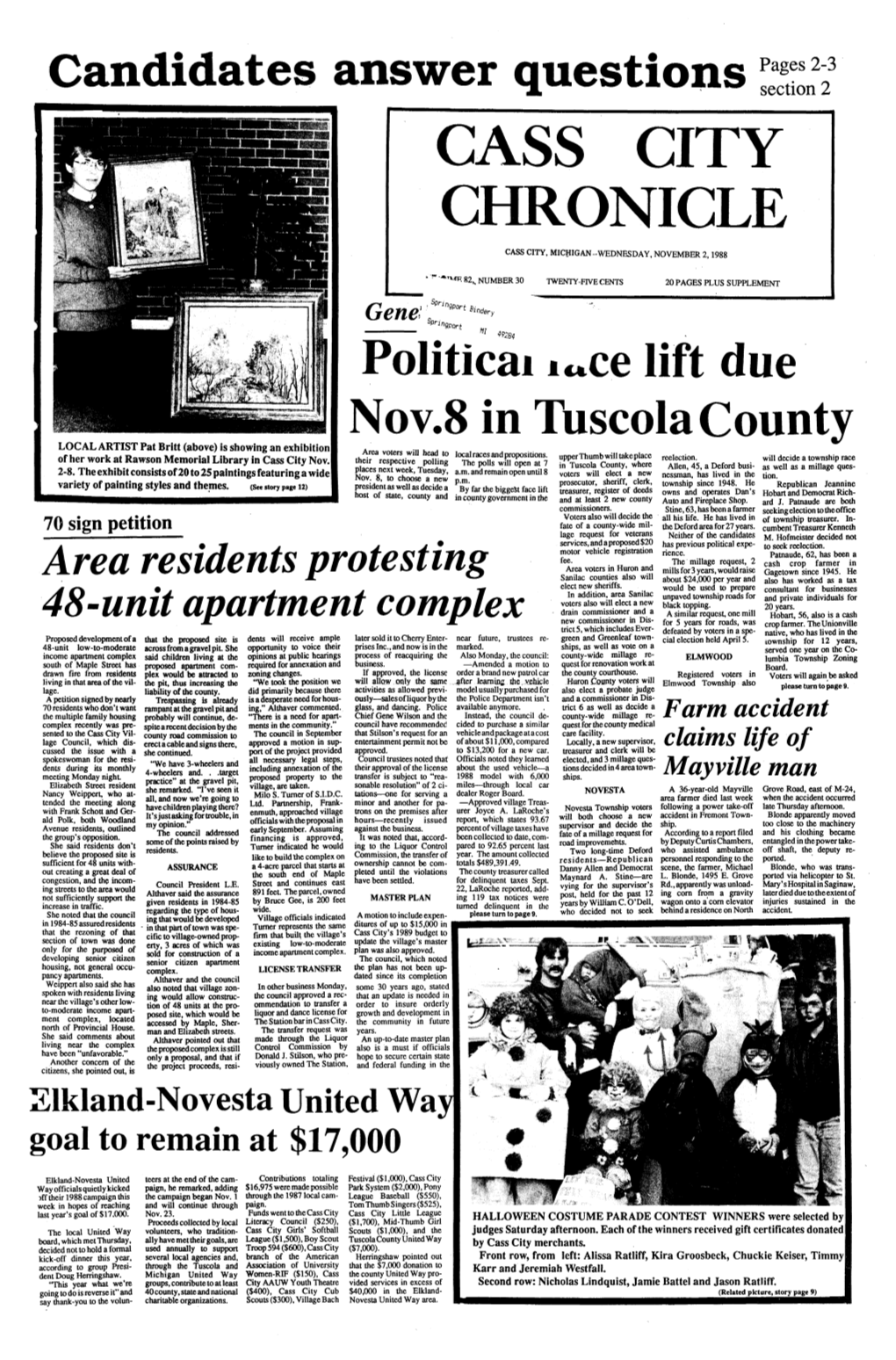 Candidates Answer Questions Section 2 CASS CITY CHRONICLE CASCITY, MICHIGAN--WEDNESDAY,NOVEMBER 2,1988