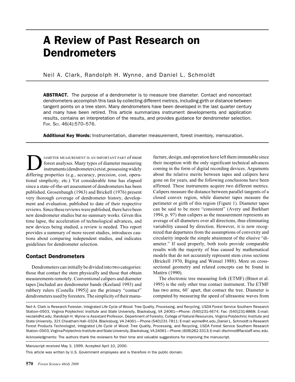 A Review of Past Research on Dendrometers