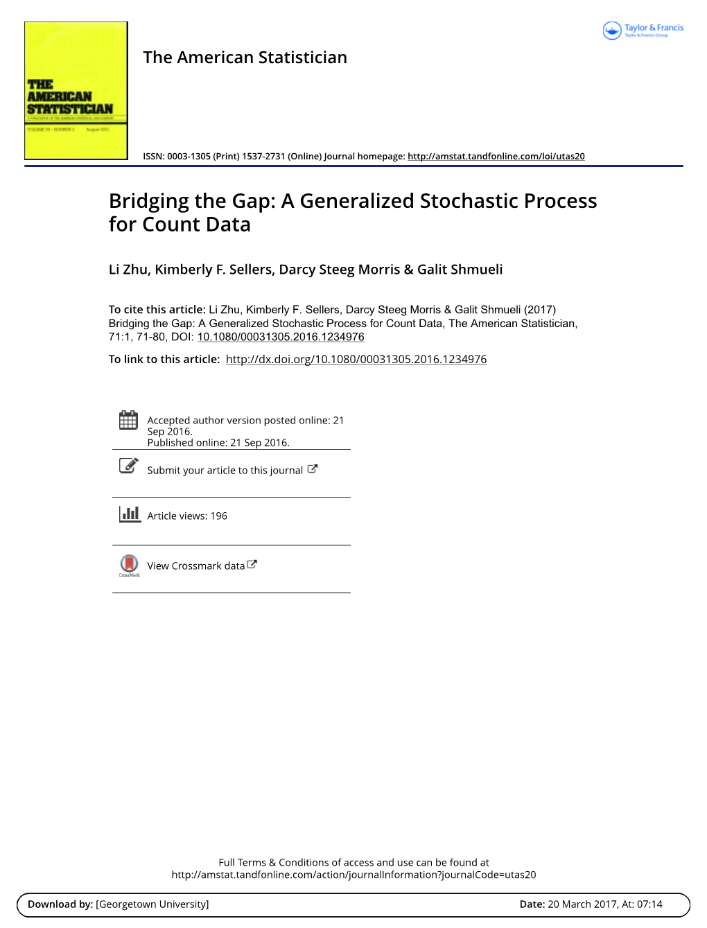 Bridging the Gap: a Generalized Stochastic Process for Count Data