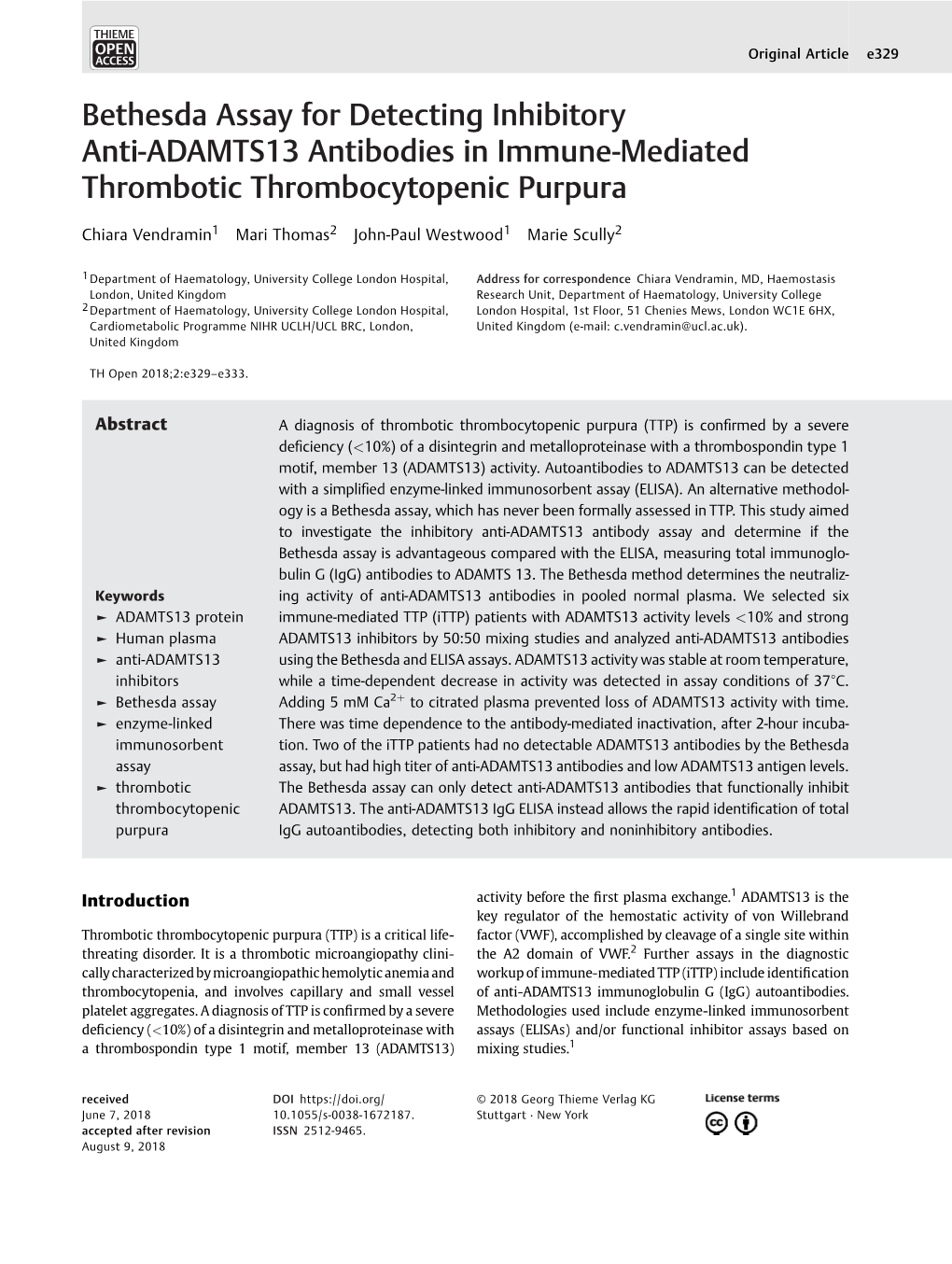 Bethesda Assay for Detecting Inhibitory Anti-ADAMTS13 Antibodies in Immune-Mediated Thrombotic Thrombocytopenic Purpura