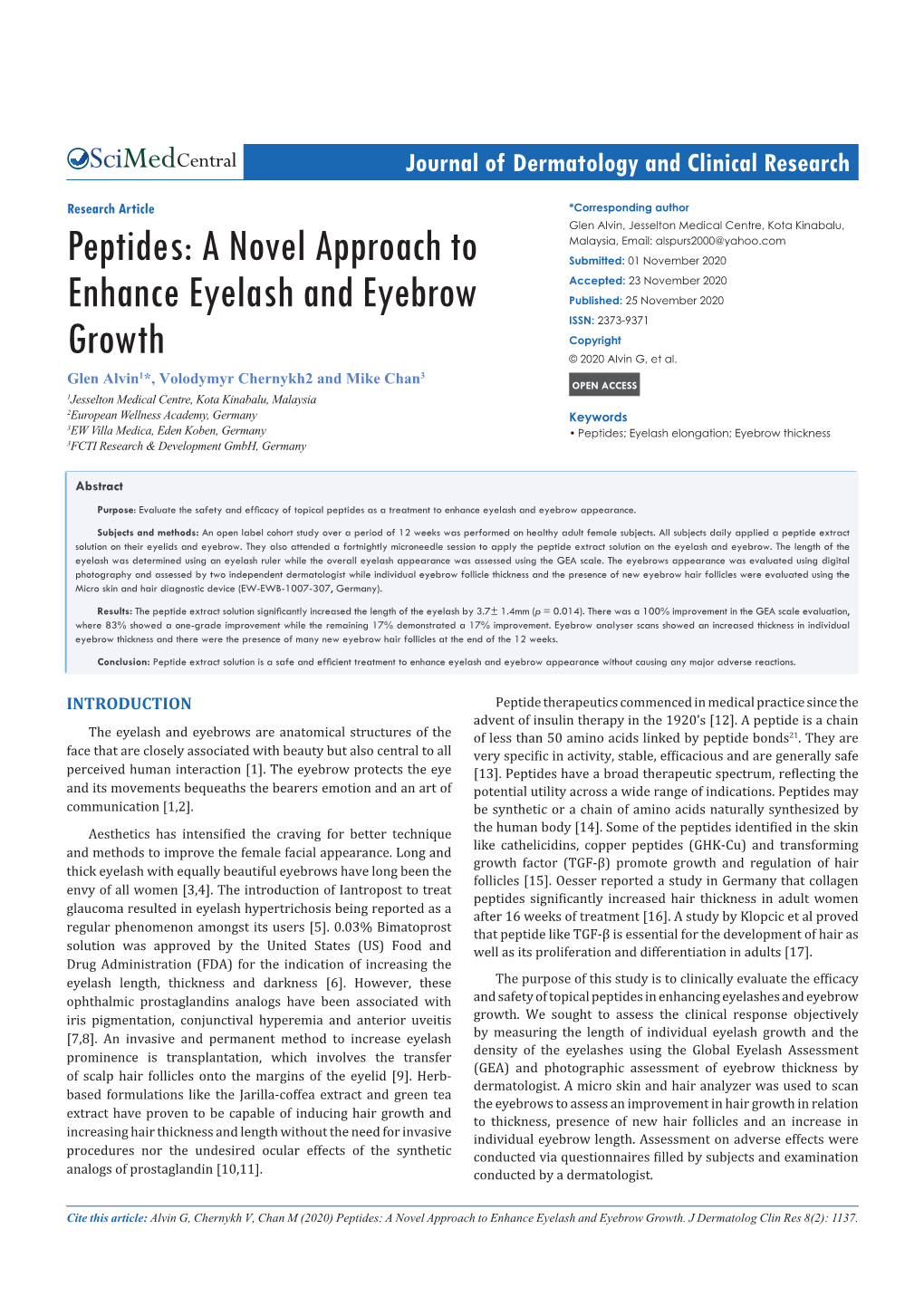 Peptides: a Novel Approach to Enhance Eyelash and Eyebrow Growth