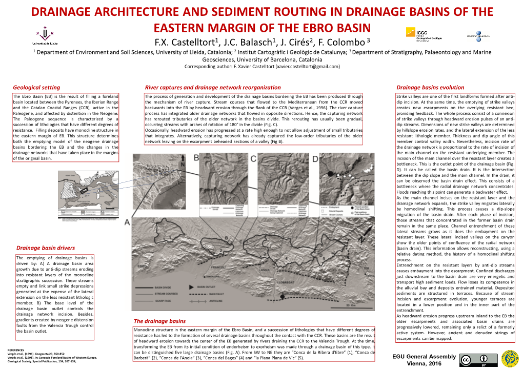 Drainage Architecture and Sediment Routing in Drainage Basins of the Eastern Margin of the Ebro Basin F.X