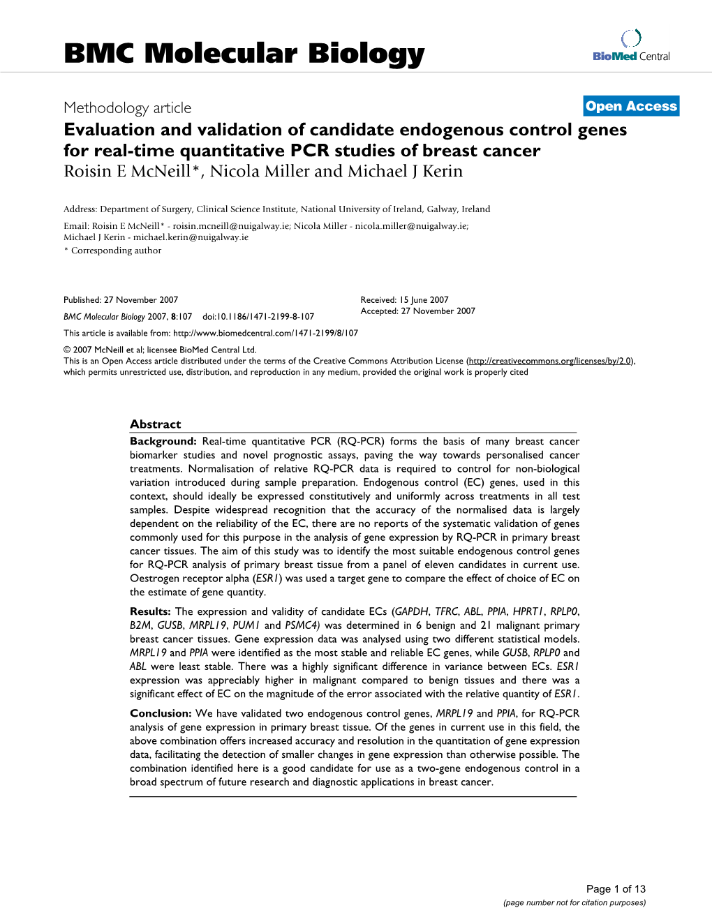 Evaluation and Validation of Candidate Endogenous