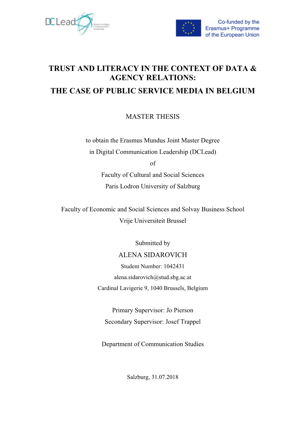 Trust and Literacy in the Context of Data & Agency Relations