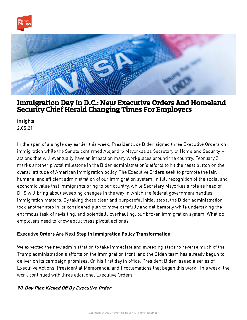 Immigration Day in D.C.: New Executive Orders and Homeland Security Chief Herald Changing Times for Employers Insights 2.05.21