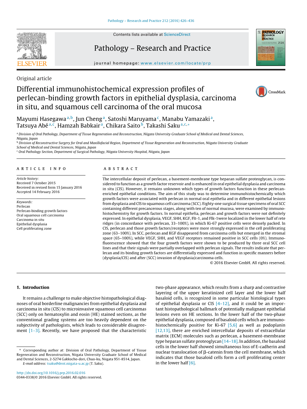 Differential Immunohistochemical Expression Profiles of Perlecan