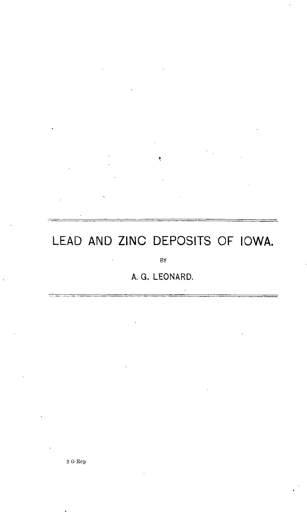 Lead and Zinc Deposits of Iowa