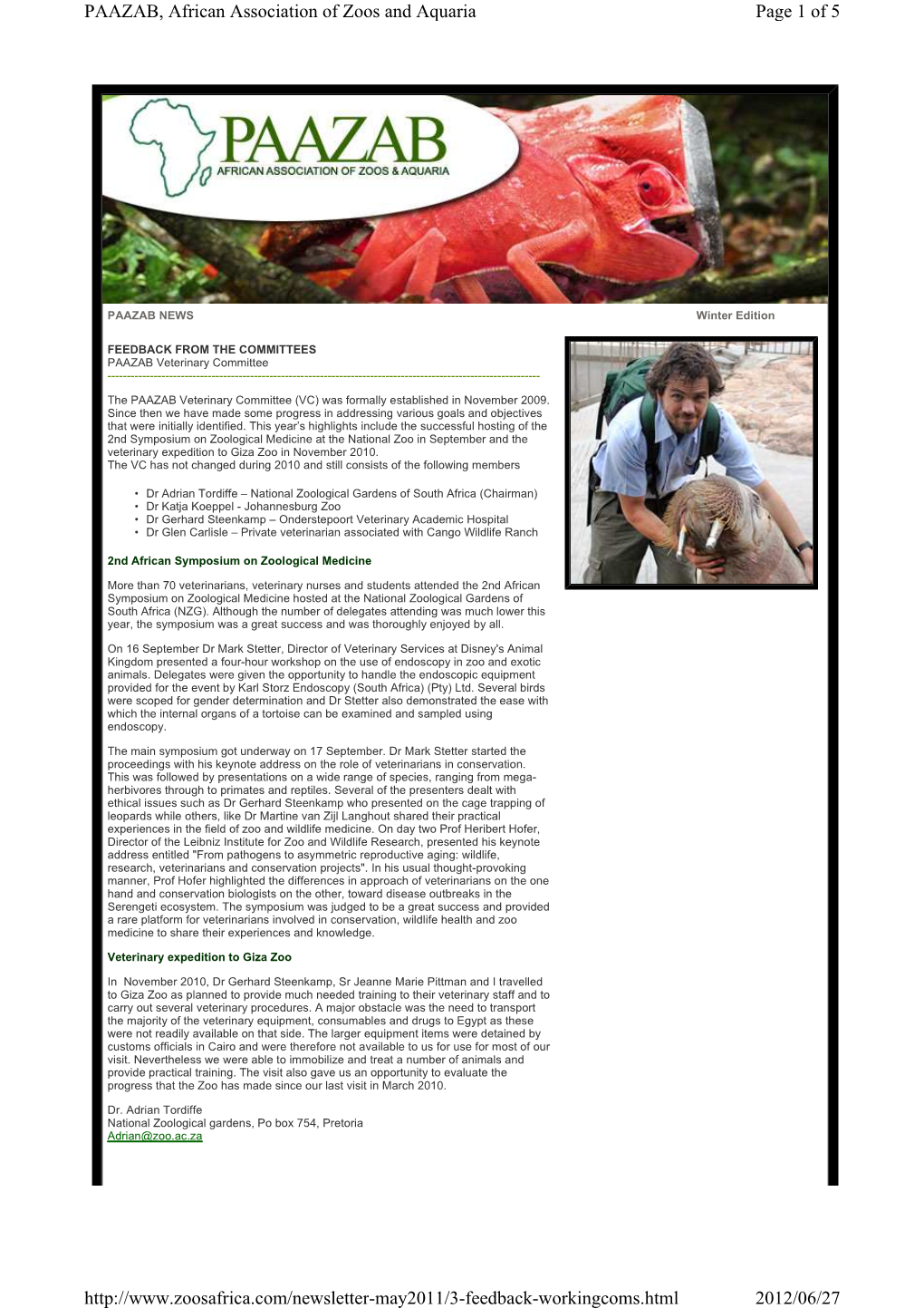 Page 1 of 5 PAAZAB, African Association of Zoos and Aquaria