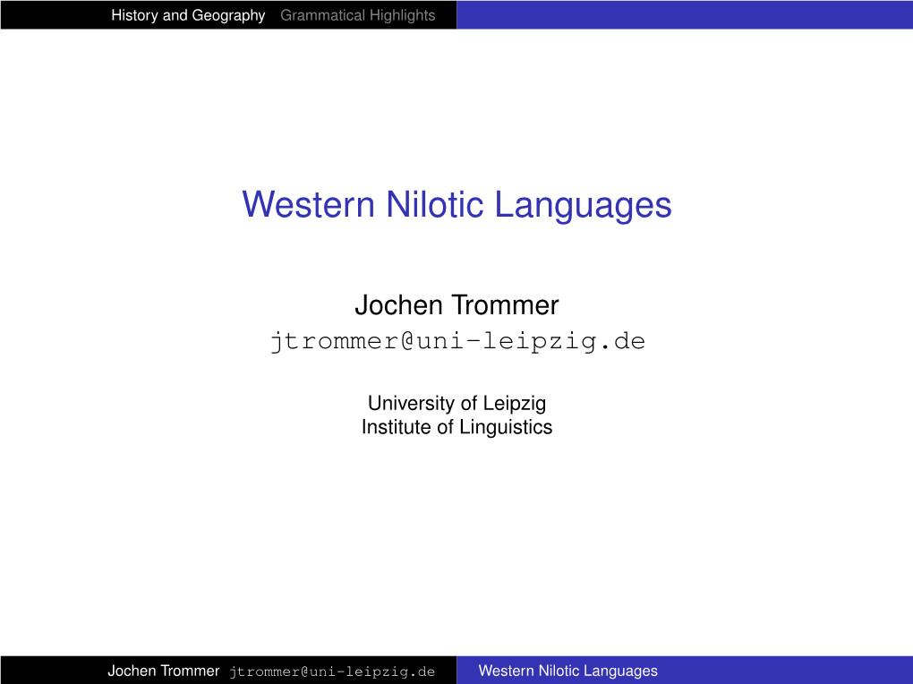 Western Nilotic Languages