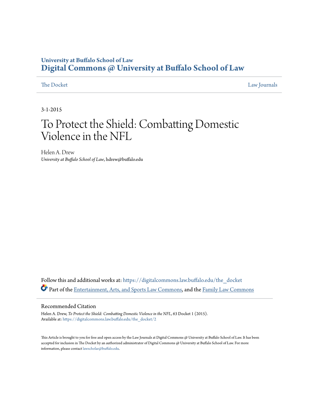 Combatting Domestic Violence in the NFL Helen A