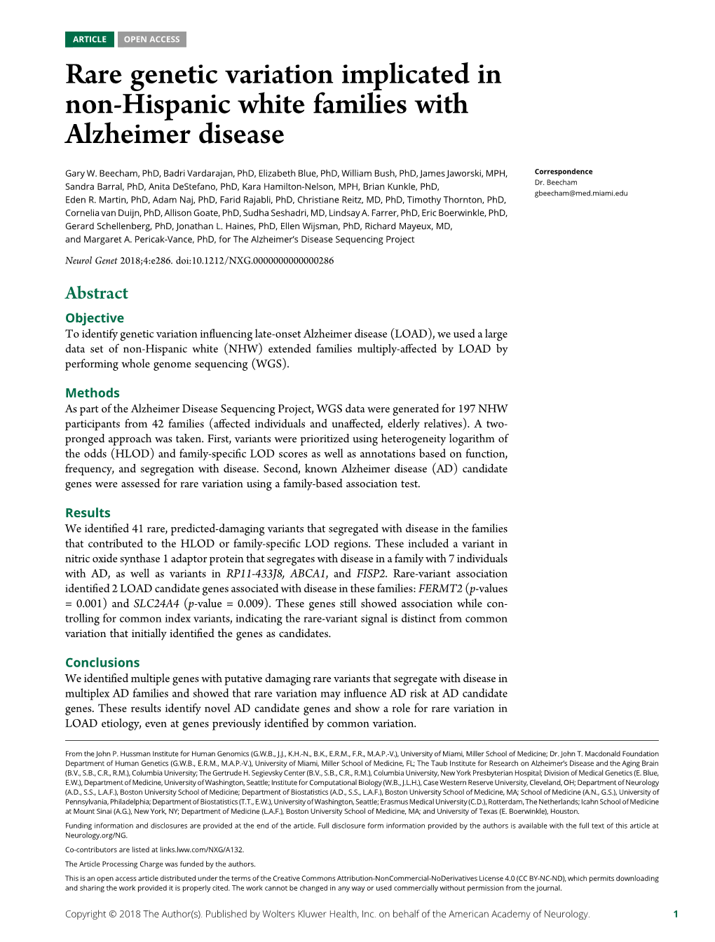 Full Disclosure Form Information Provided by the Authors Is Available with the Full Text of This Article at Neurology.Org/NG