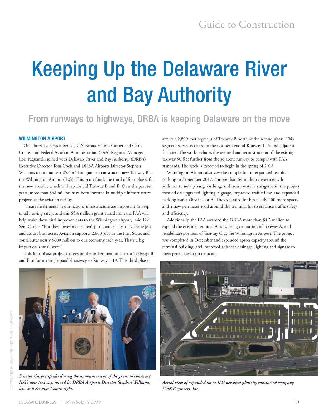 Keeping up the Delaware River and Bay Authority from Runways to Highways, DRBA Is Keeping Delaware on the Move