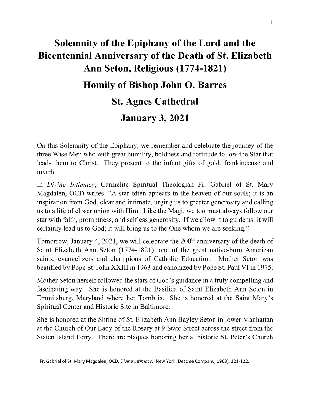 Epiphany 2021 and Bicentennial Anniversary of the Death of St