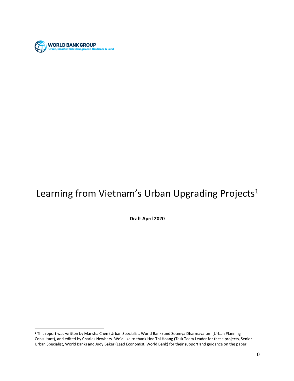 Learning from Vietnam's Urban Upgrading Projects1