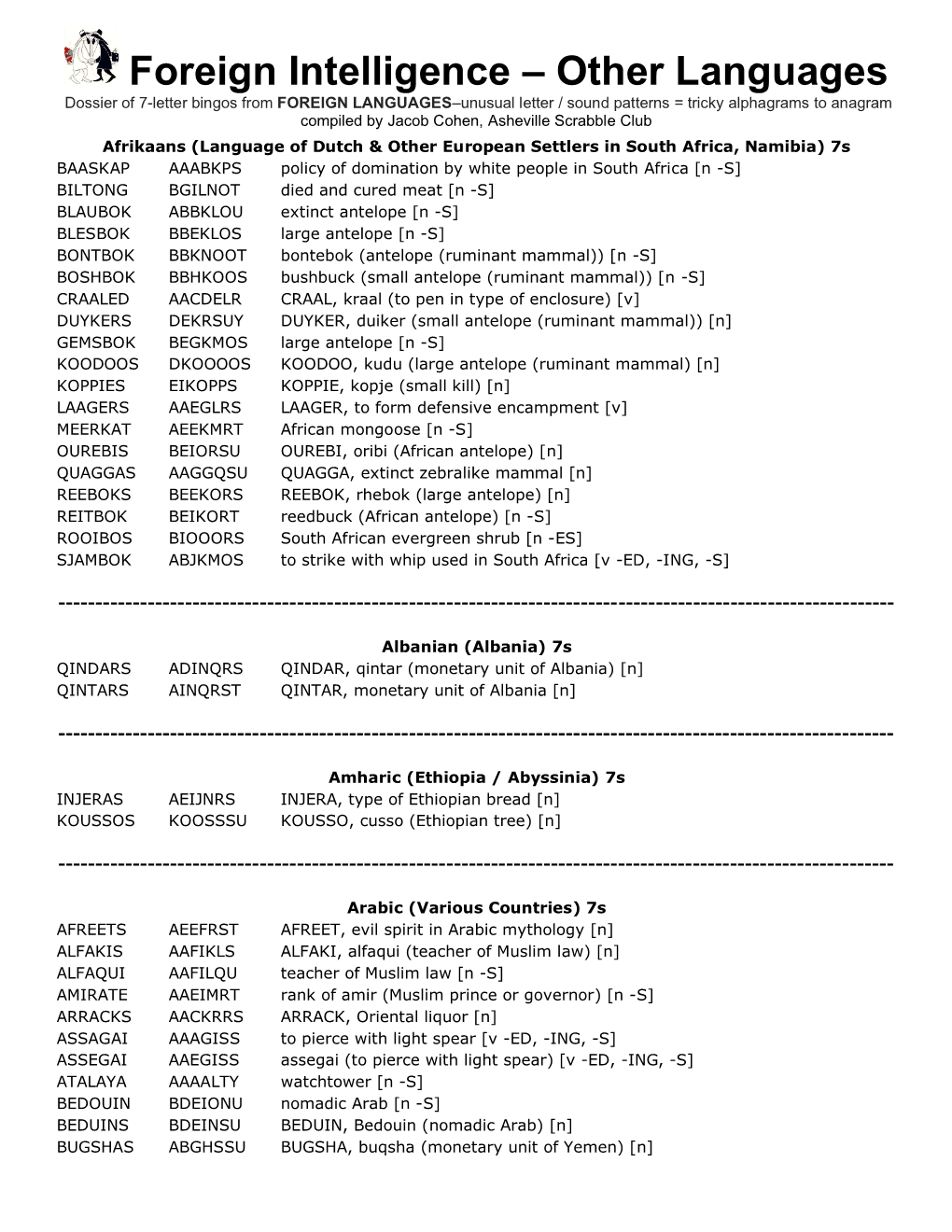 Foreign Intelligence – Other Languages