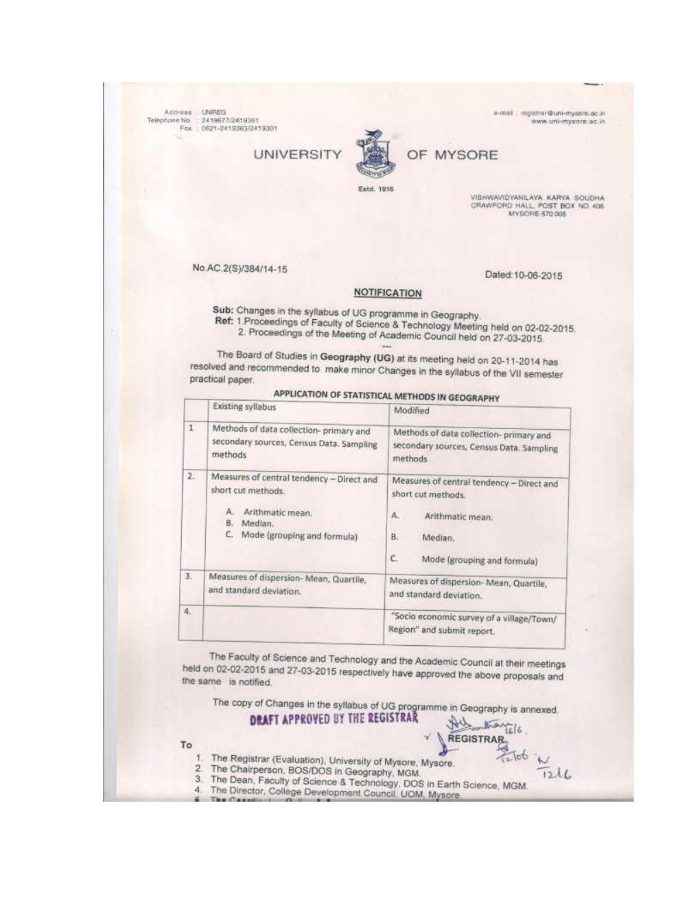 Geography Syllabus for the Year 2014-15