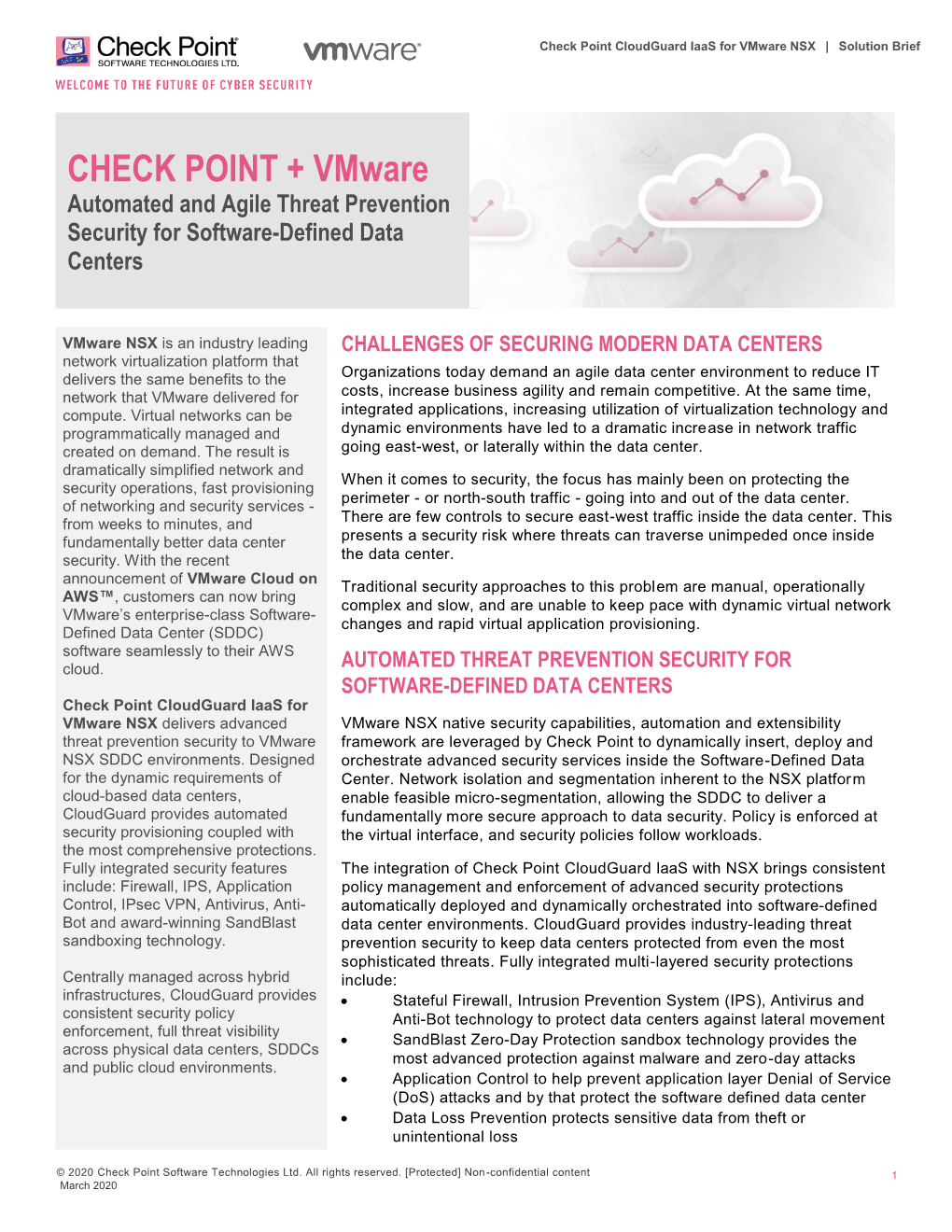 Check Point Cloudguard Iaas for Vmware NSX Solution Brief